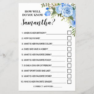 How well do you know Bride Bridal Shower Game card
