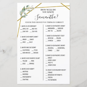 How well do you know bride options shower game