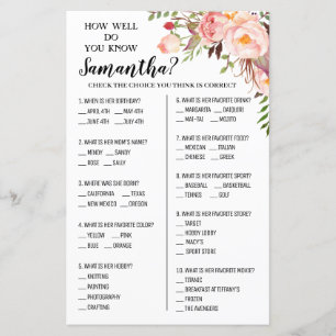 How well do you know bride with option shower game