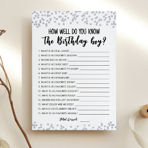 How well do you know the Birthday boy Game Card