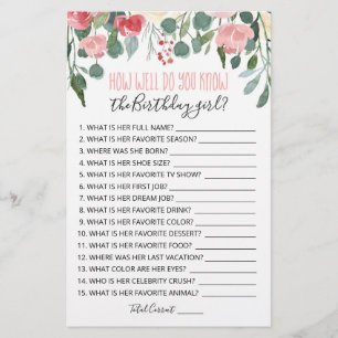 How well do you know the Birthday girl game