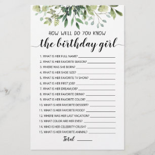 How Well Do You Know The Birthday Girl Game