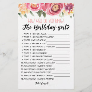 How well do you know the Birthday girl game