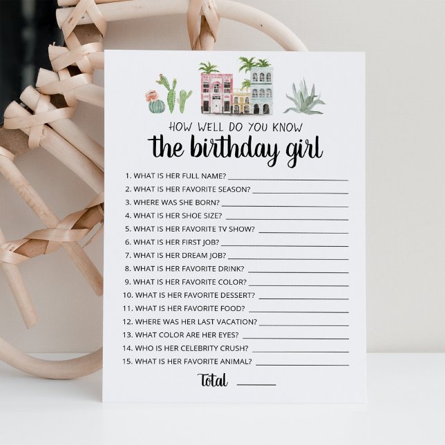 How well do you know the Birthday girl Game Card (Creator Uploaded)