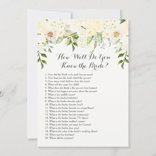 How well do you know the bride? (Front)