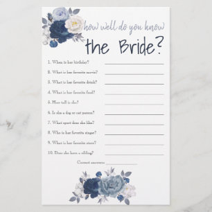 How well do you know the Bride? Bridal Shower Card