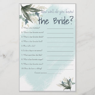 How well do you know the Bride? Bridal Shower Card