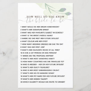 How Well Do you Know The Bride Bridal Shower Game
