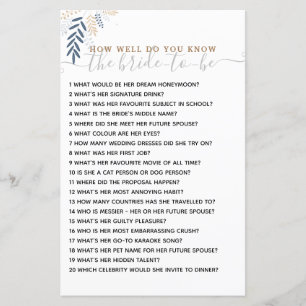 How Well Do you Know The Bride Bridal Shower Game