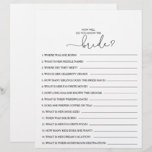 How Well Do You Know the Bride Bridal Shower Game