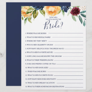 How Well Do You Know the Bride Bridal Shower Game