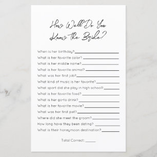 How Well Do You Know The Bride- Bridal Shower Game