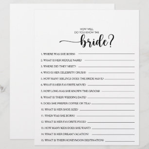 How Well Do You Know the Bride Bridal Shower Game
