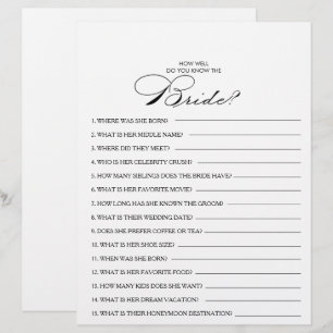 How Well Do You Know the Bride Bridal Shower Game
