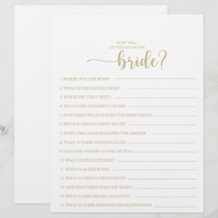 How Well Do You Know the Bride Bridal Shower Game