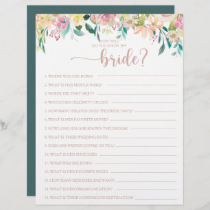 How Well Do You Know the Bride Bridal Shower Game