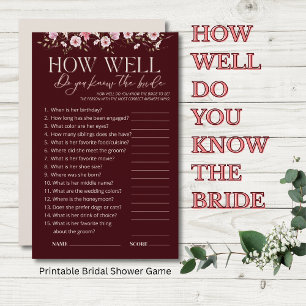 How Well Do You Know the Bride Bridal Shower Game