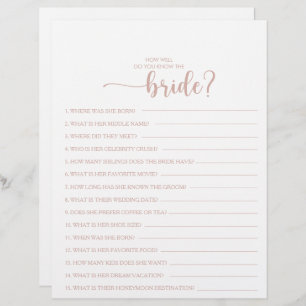 How Well Do You Know the Bride Bridal Shower Game