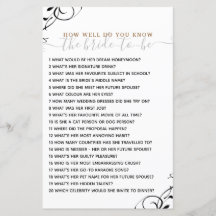 How Well Do you Know The Bride Bridal Shower Game