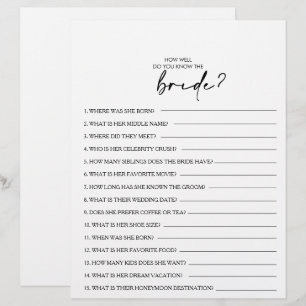 How Well Do You Know the Bride Bridal Shower Game