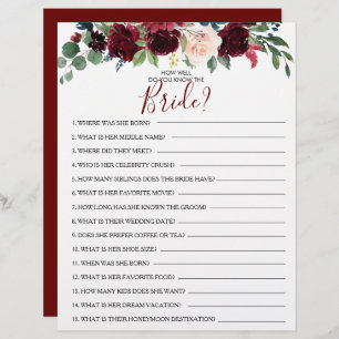 How Well Do You Know the Bride Bridal Shower Game