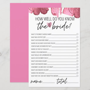 How Well Do You Know the Bride Bridal Shower Pink
