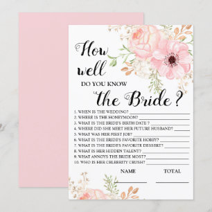 How well do you know the Bride Floral Bridal Game Invitation