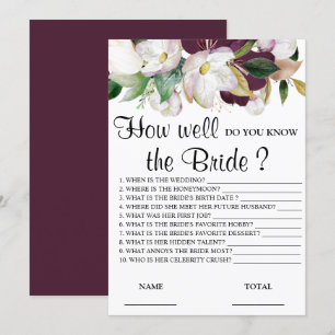 How well do you know the Bride Floral Game Invitation