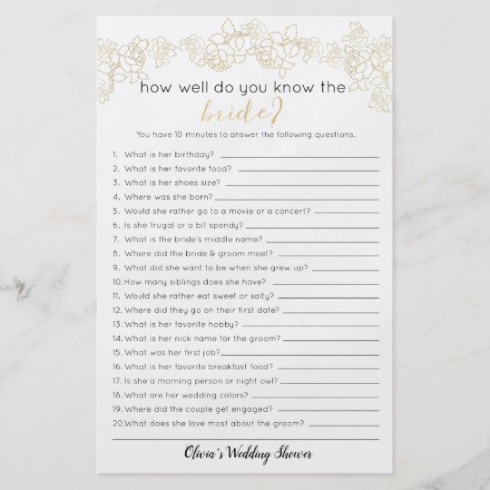 How Well Do You Know The Bride Game Bridal Shower Flyer Zazzle Ca