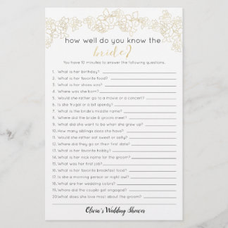How Well Do You Know the Bride Game, Bridal Shower Flyer