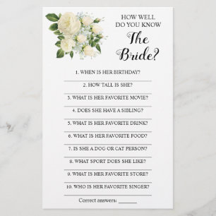 How Well Do You Know The Bride Game Card