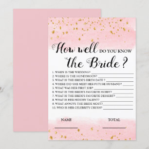 How well do you know the Bride Pink Bridal Game Invitation