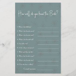 How well do you know the Bride? Shower Game Flyer