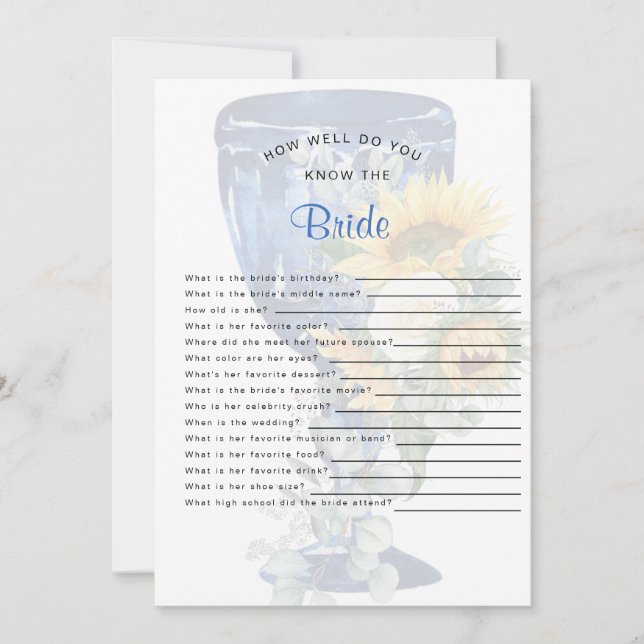 How Well Do You Know the Bride Shower Invitation (Front)