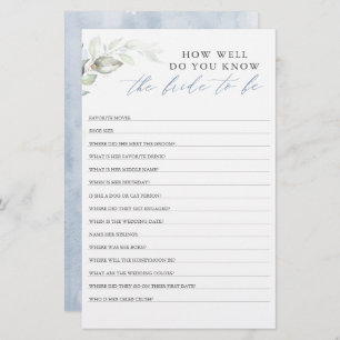How Well Do You Know The Bride To Be Bridal Shower