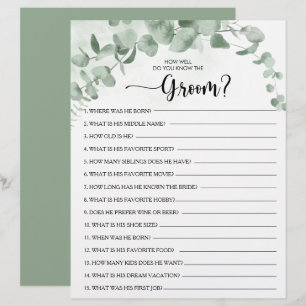 How Well Do You Know the Groom Bridal Shower Game