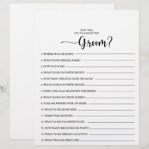 How Well Do You Know the Groom Bridal Shower Game