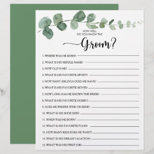How Well Do You Know the Groom Bridal Shower Game