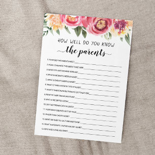 How well do you know the Parents Baby Shower Card