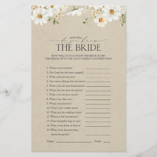 How Well Do You The Bride Daisy Bridal Shower Game
