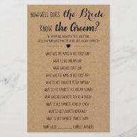 How Well Does The Bride Know The Groom Game Card
