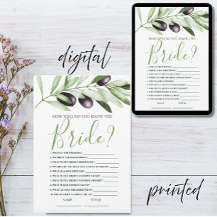 How well know Bride Olive Branches Bridal Shower Invitation