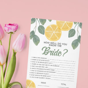 How well know the Bride Lemon Bridal Game 