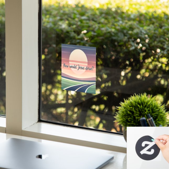 How would Jesus drive? Window Cling (Office)