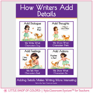 How Writers Add Details Classroom Anchor Chart