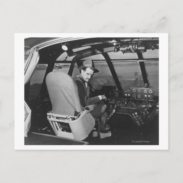 Howard Hughes in Spruce Goose Wooden Plane Postcard (Front)