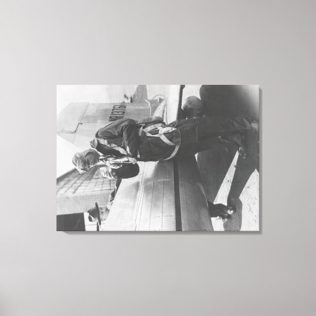 Howard Hughes Pilot Boarding Plane in Full Canvas Print (Front)