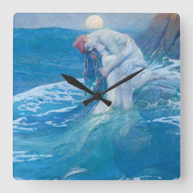 Howard Pyle - The Mermaid Square Wall Clock (Front)