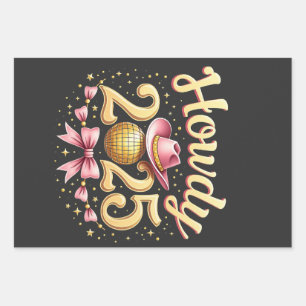 Howdy 2025 New Year Eve Cowboy Western  Wrapping Paper Sheet