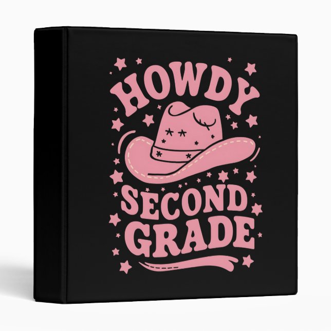 Howdy 2nd Grade Cowboy Cowgirl Back To School Binder (Front/Spine)